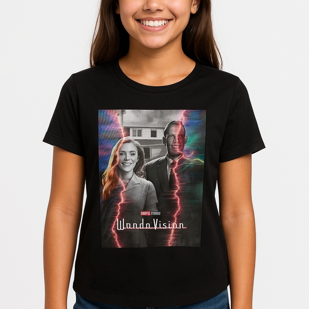 M8)  Marvel WandaVision Black Graphic Tee – Youth Size L (11/13)